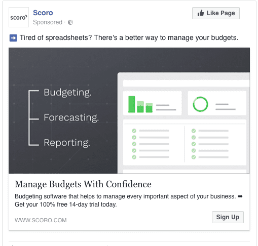 scoro facebook广告示例